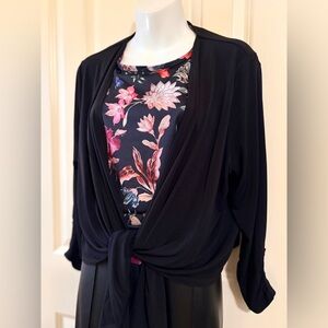 Black tie Cardigan, active ware. Size L